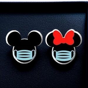 Medical Staff Face Mask Mouse Ears Stud Earrings - Cute and Quirky! NWT Studs
